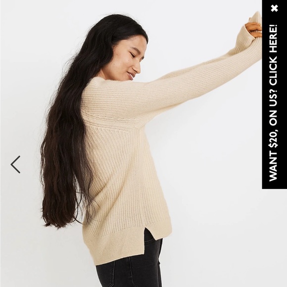 NWT Madewell Ribbed Lyle Henley Sweater Cream Large - Picture 4 of 10